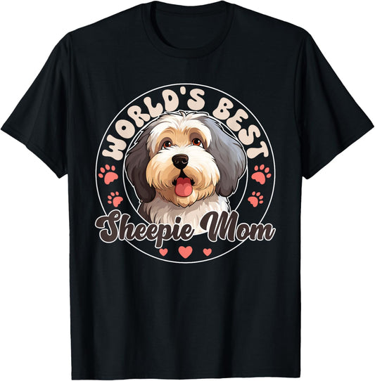 Old English Sheepdog Groovy World's Best Sheepie Mom T-Shirt