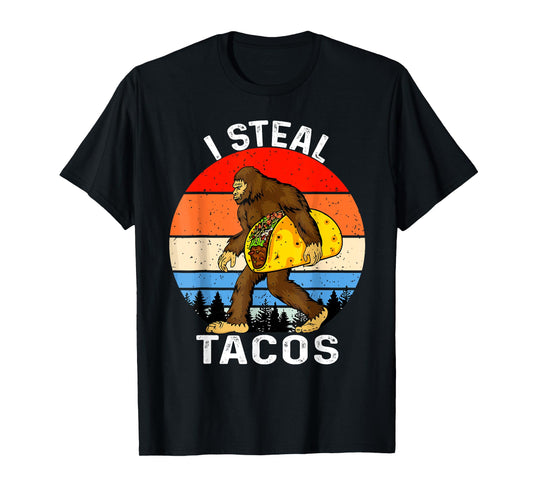 Funny I Steal Tacos Bigfoot Carrying Taco Cinco De Mayo 2025 T-Shirt