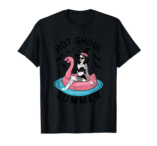 Hot Ghoul Summer Funny Witch Gothic Spooky Retro Halloween T-Shirt