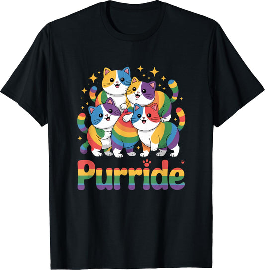 Purride Cat Pride Ally LGBT Rainbow Animal Lovers Women Kids T-Shirt