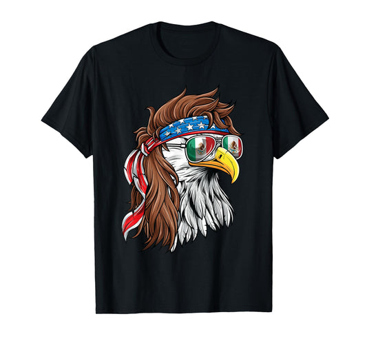 Mexican American Shirt Bald Eagle USA Mexico Flag July 4th T-Shirt