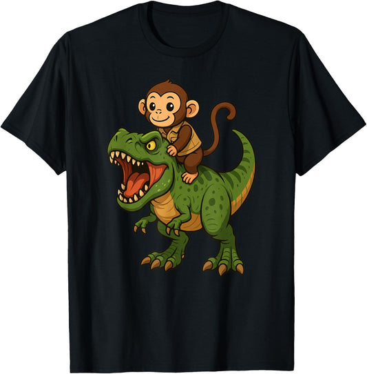Funny Monkey Dinosaur Trex Zoo Animal Lover Boys Girls Kids T-Shirt