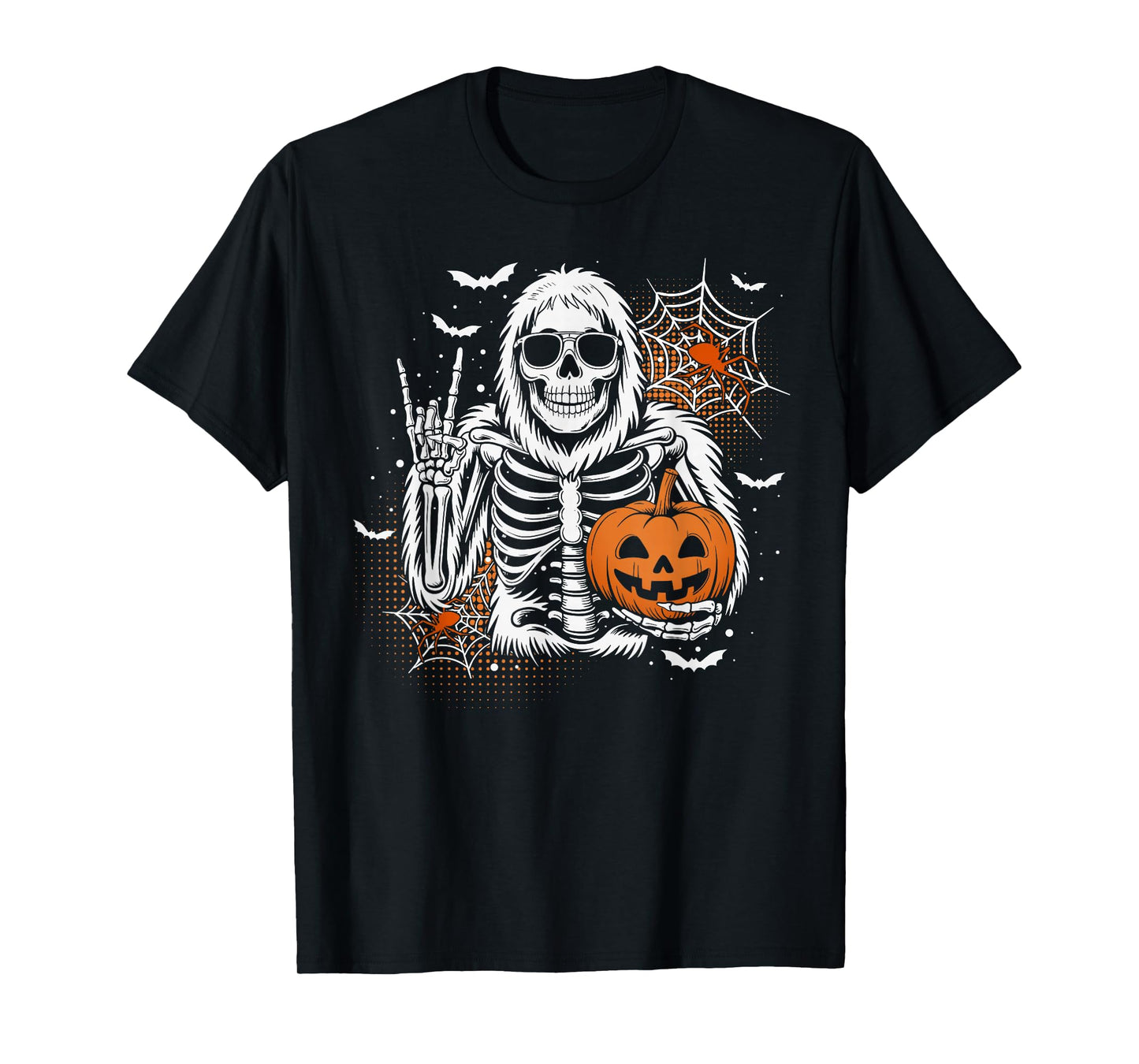 Skeleton Bigfoot Jack-O-Lantern Spooky Halloween Boys Mens T-Shirt