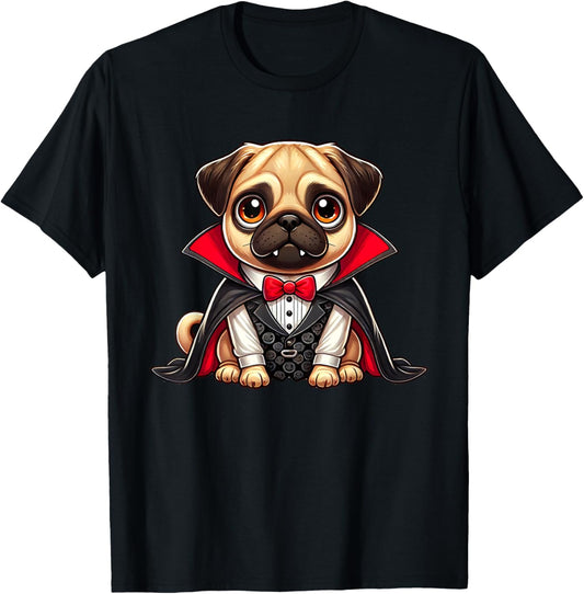 Funny Pug Dracula Dog Halloween Costume Boys Girls Kids T-Shirt