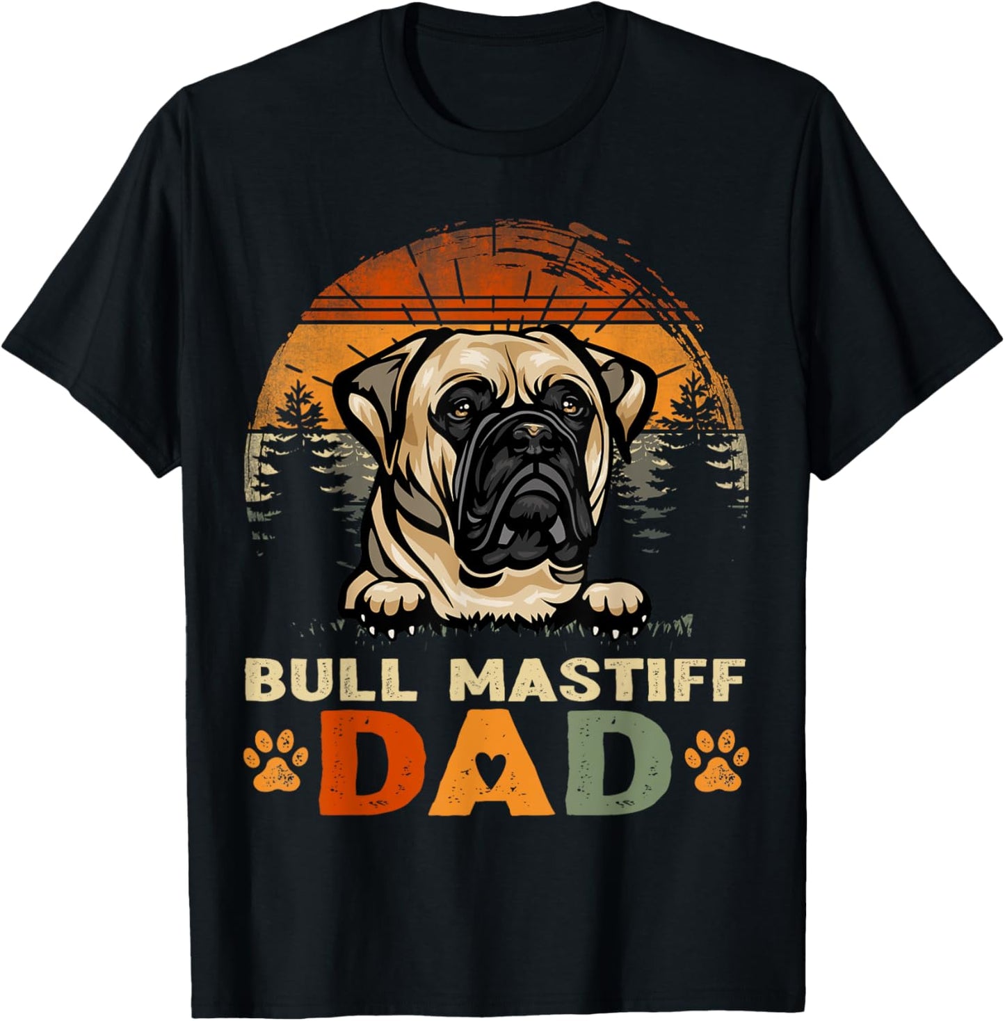 Bull Mastiff Dog Dad Vintage Retro Father's Day T-Shirt