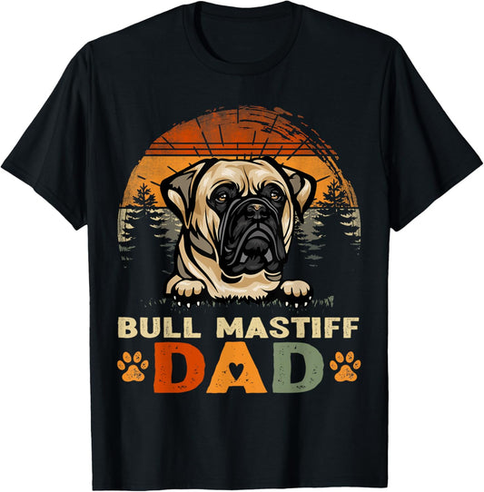 Bull Mastiff Dog Dad Vintage Retro Father's Day T-Shirt