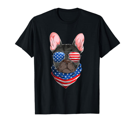 American Flag French Bulldog Shirts, Frenchie Fourth Of July T-Shirt