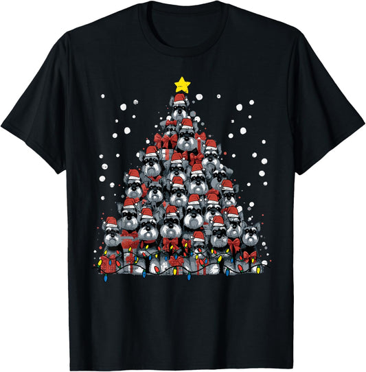 Schnauzer Dog Christmas Tree Xmas Men Women Boys Girls Kids T-Shirt