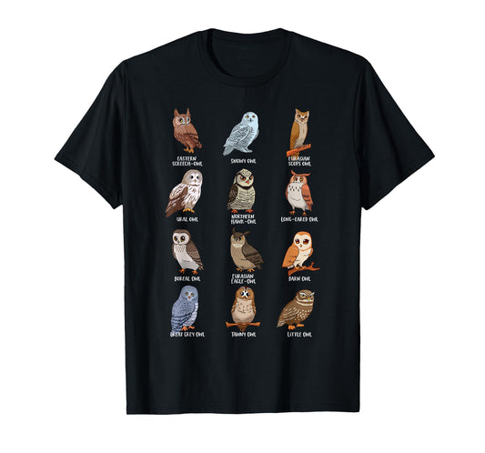 Cartoon Kawaii owls - Owl motif T-Shirt