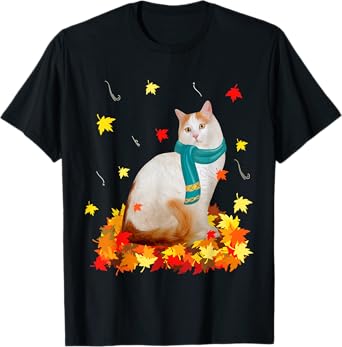 Fun Turkish Van Thanksgiving Autumn Cat Kitten Lover T-Shirt