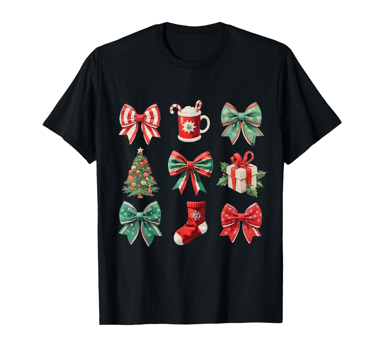 Christmas Coquette Bows Retro Xmas Season Women Girls Kids T-Shirt