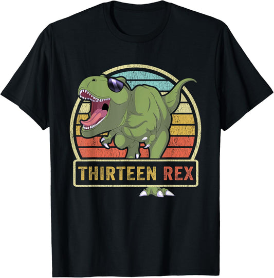 Thirteen Rex T Rex Birthday 13 Year Old Dinosaur 13th Dino T-Shirt