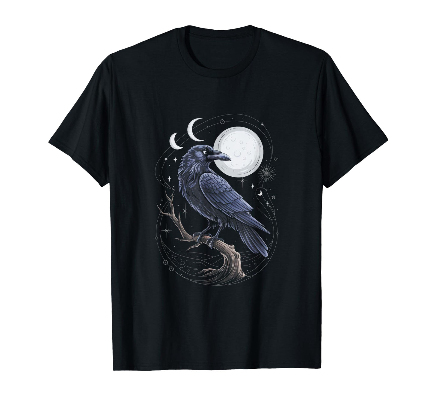 Raven Crow Dark Bird Witchcraft Omens Midnight T-Shirt