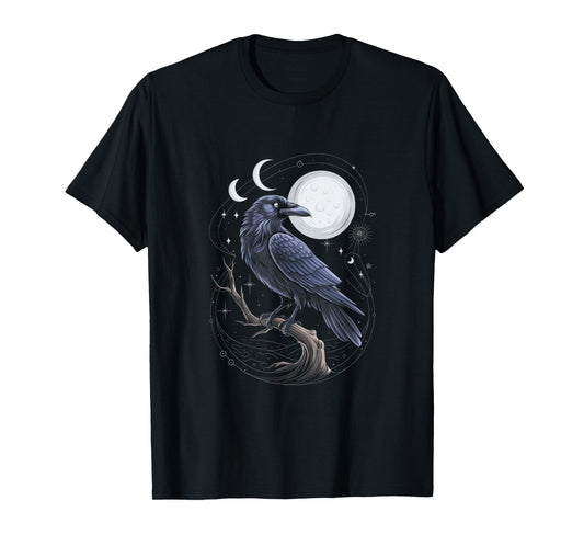 Raven Crow Dark Bird Witchcraft Omens Midnight T-Shirt
