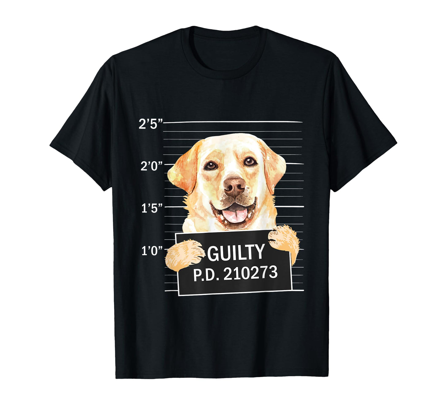 Guilty - Mugshot Black Labrador Retriever Dog Trainer Puppy T-Shirt for Men Women Kids