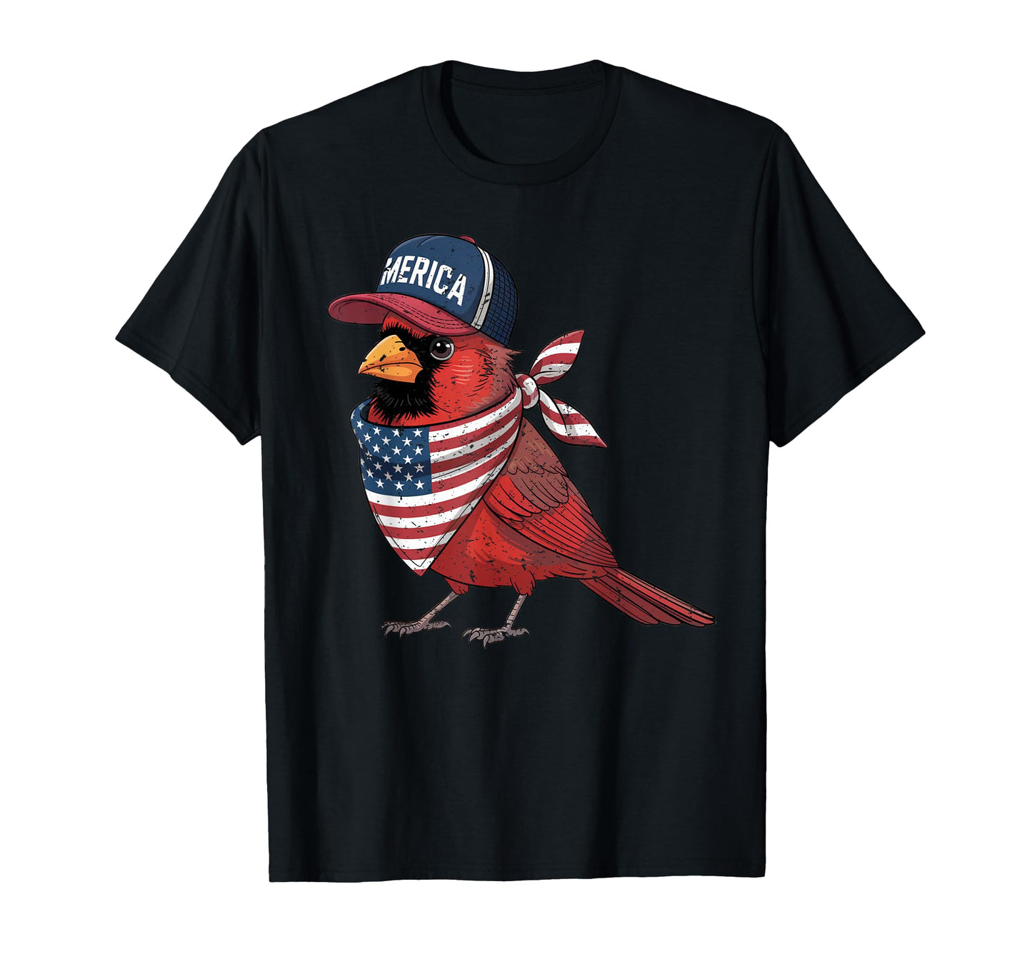 Cardinal Bird 4th of July US American Flag Patriotic T-Shirt