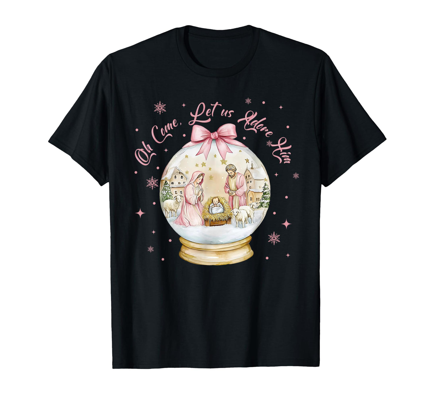 O Come Let Us Adore Him Christmas Christian Jesus Holiday T-Shirt