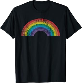 Rainbow Vintage 80's Retro Style Women Men Girls Gift T-Shirt