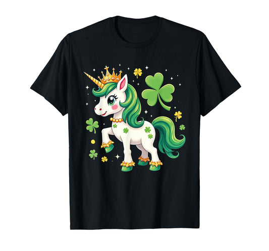 Lepricorn Unicorn St Patricks Day Shamrock Kids Girls Lucky T-Shirt