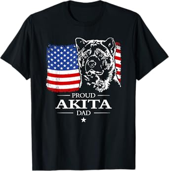 Funny Proud Akita Dad American Flag patriotic dog gift T-Shirt