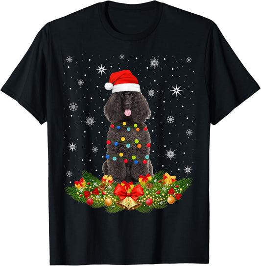 Poodle Christmas Santa Hat Funny Poodle Lover Xmas T-Shirt
