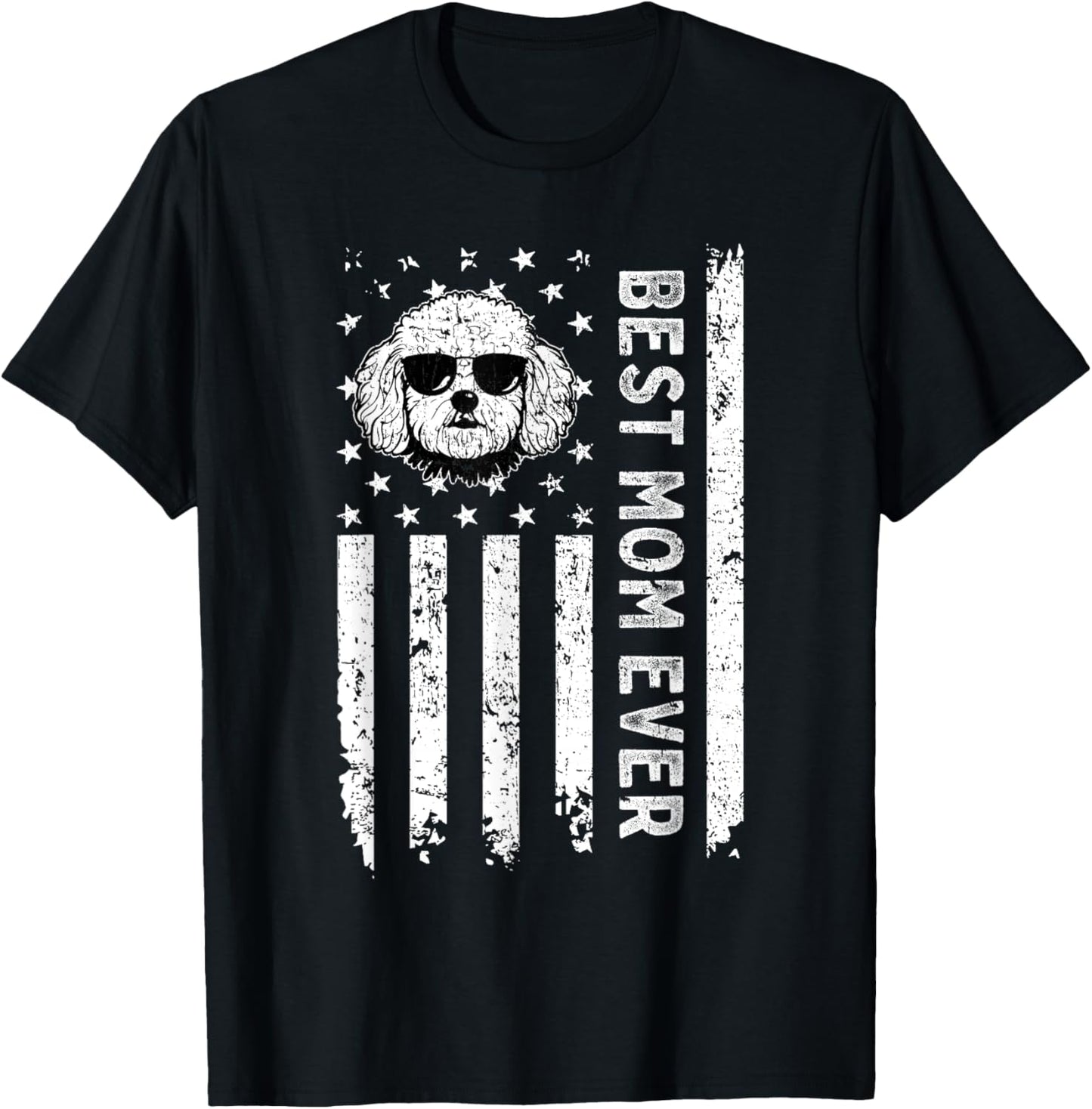 Best Bichon Frise Dog Mom Ever Mothers Day USA Flag T-Shirt