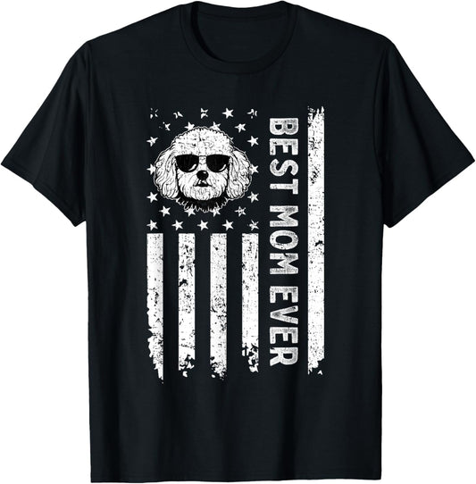 Best Bichon Frise Dog Mom Ever Mothers Day USA Flag T-Shirt