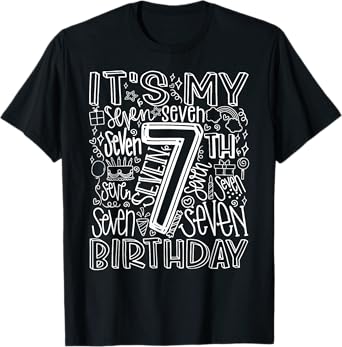 It's My 7th Birthday Seven 7 Year Old Bday Kids Boys Girls T-Shirt