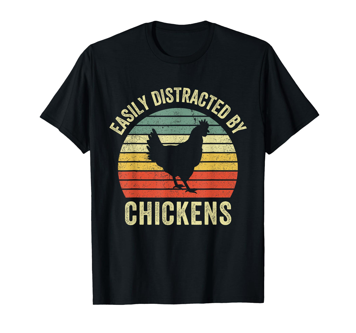 Easily Distracted By Chickens Funny Vintage Chicken Farm T-Shirt