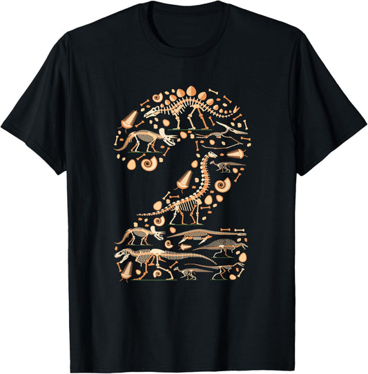 Dinosaur 2nd birthday Boy Girl 2 year old Paleontologist T-Shirt