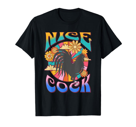 NICE COCK Black Light Funny Hippie Peace Love Retro Vintage T-Shirt
