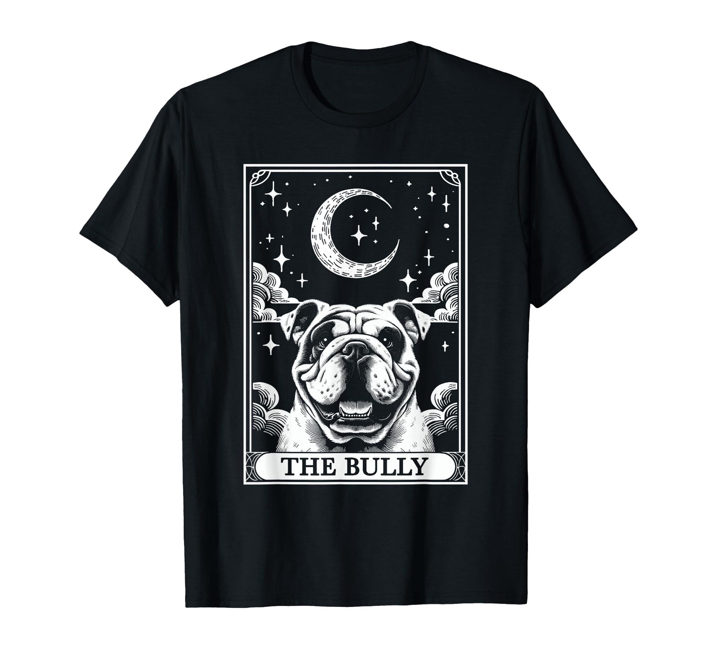 Tarot Card Vintage Crescent Moon Bulldog Bully Dog Mom T-Shirt