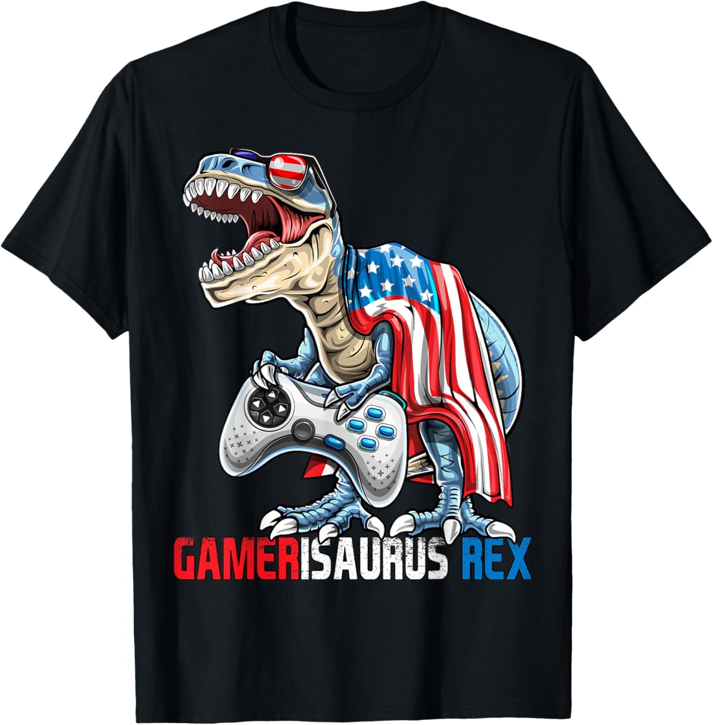 Video Game 4th of July T Rex Dinosaur Amerisaurus Rex Boys T-Shirt
