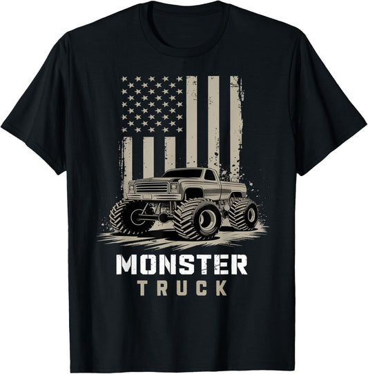 Monster Truck American Flag Racing USA Patriotic 4th Of July T-Shirt