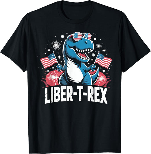 Fourth of July LiberTRex Dinosaur USA American Flag Gift T-Shirt