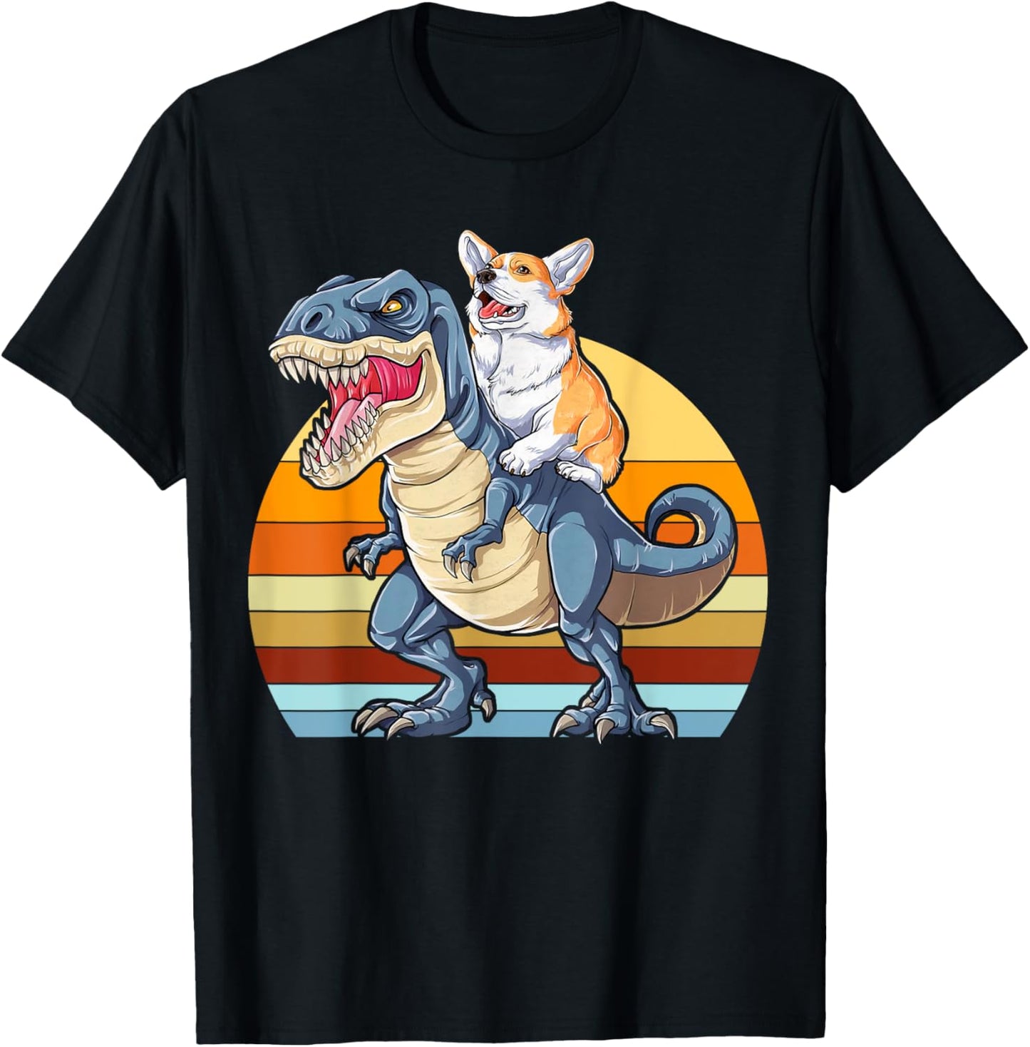 Corgi Riding Dinosaur T rex Cute Corgis Dog Lover T-Shirt for Men Women