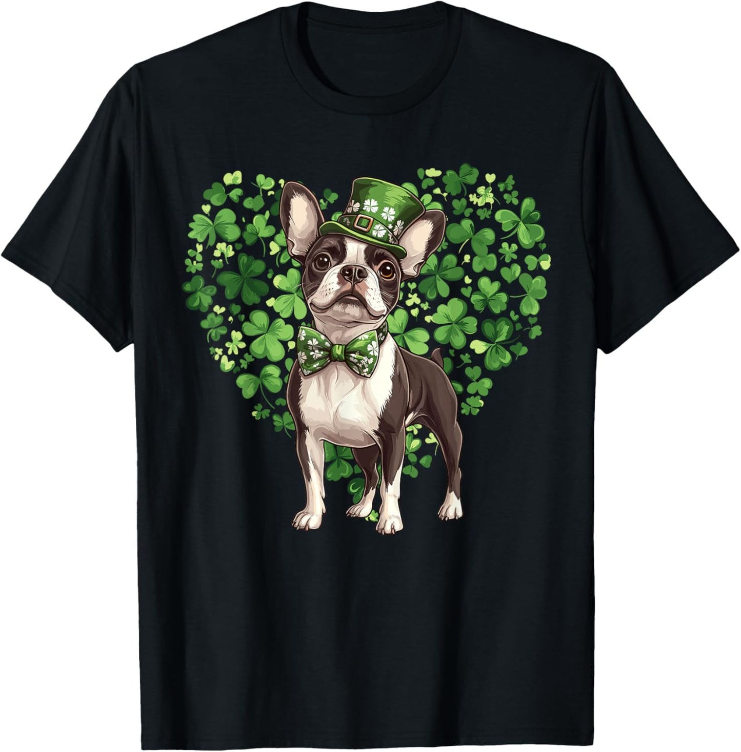 Cute Boston Terrier Shamrock St. Patrick's Day Dog Lover T-Shirt