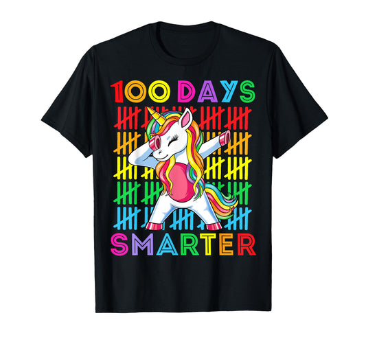 100 Days Smarter Kids Girls Unicorn 100th Day of School Gift T-Shirt