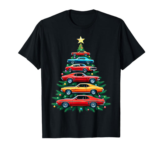 Vintage Retro Car Christmas Tree Xmas Holidays New Year T-Shirt