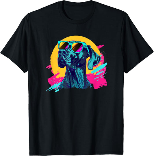 Funny 80s Retro Vintage Black Great Dane Lover T-Shirt