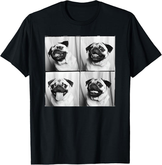 Cute Pug Face Pet Portrait Photobooth Fawn Pug Lover T-Shirt