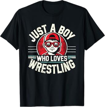 Just A Boy Who Loves Wrestling, Boys & Kids, Wrestler T-Shirt