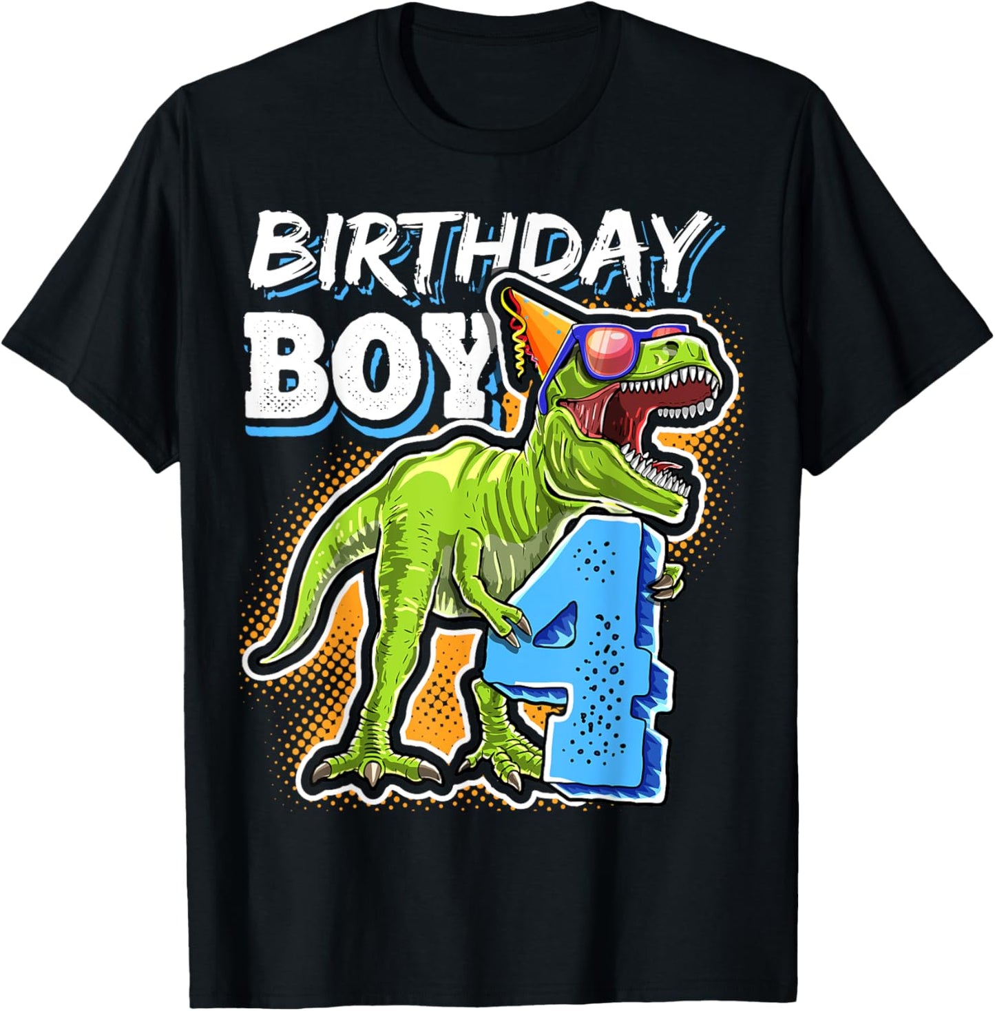 Birthday Boy 4 4th Birthday T Rex Dinosaur Party Gift Boys T-Shirt