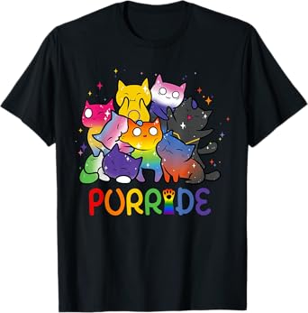 Purride Cat Pride Ally LGBT Rainbow Animal Lovers Women Kids T-Shirt