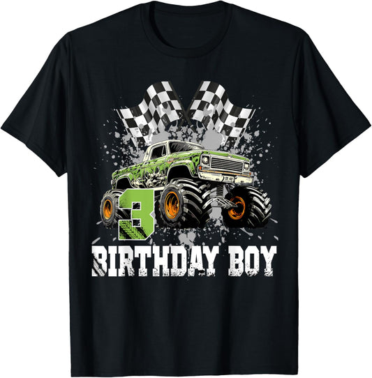3 Year Old 3rd Birthday Boy Monster Truck Car T-Shirt