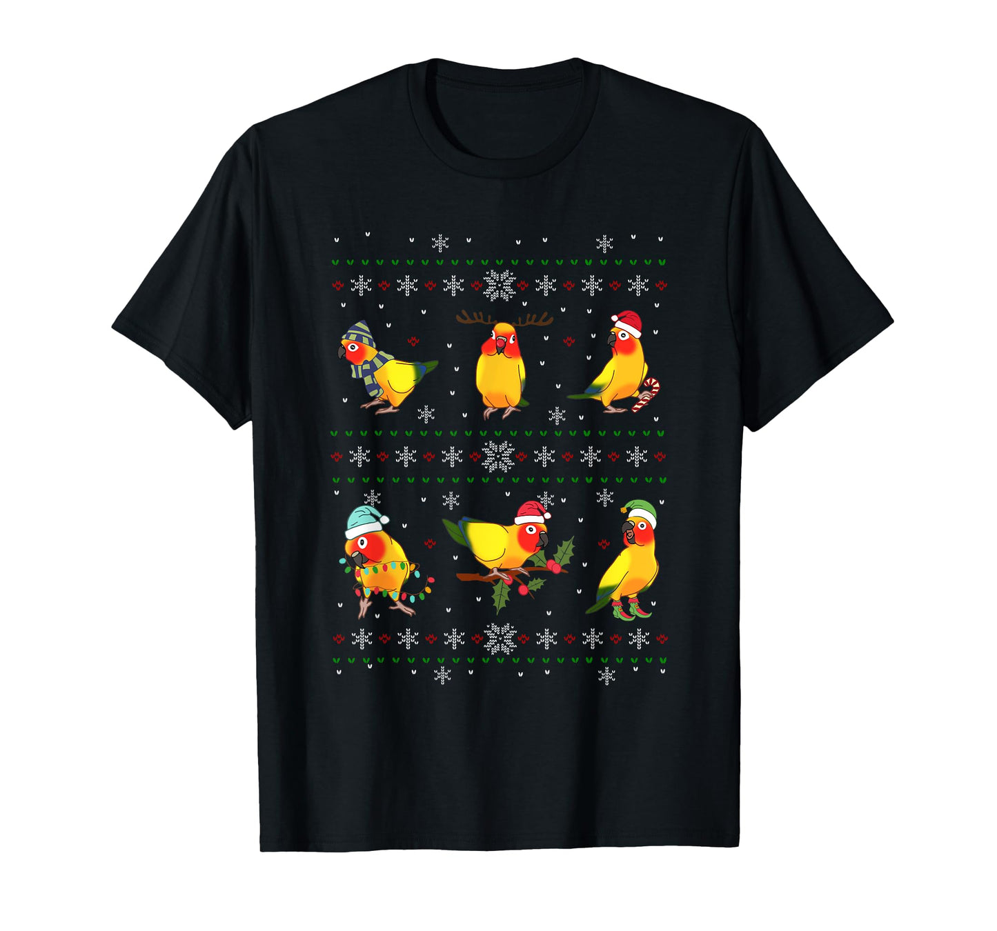Funny Santa Parrot Decorations Sun Conure Ugly Christmas T-Shirt