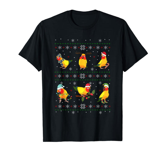 Funny Santa Parrot Decorations Sun Conure Ugly Christmas T-Shirt