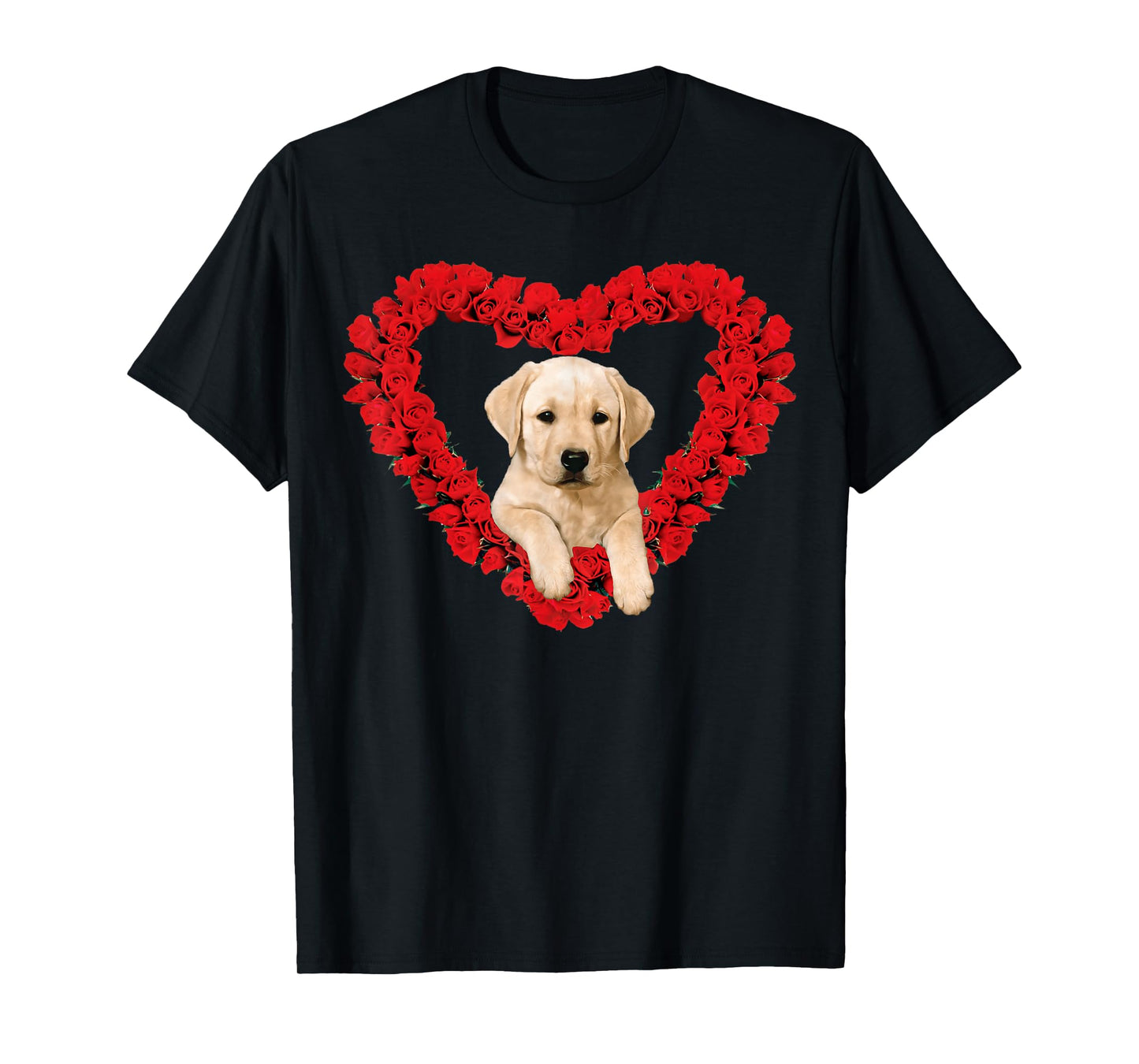 Rose Heart Yellow Lab Puppy Valentines Day Cute T-Shirt T-Shirt