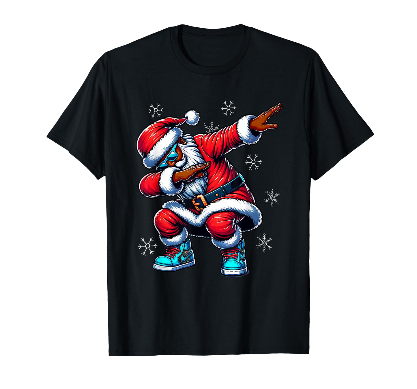 African American Christmas Dabbing Afro Santa Claus PJ T-Shirt