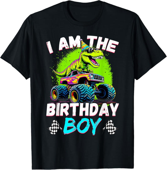 I Am The Birthday Boy Dinosaur Truck Gift T-Shirt